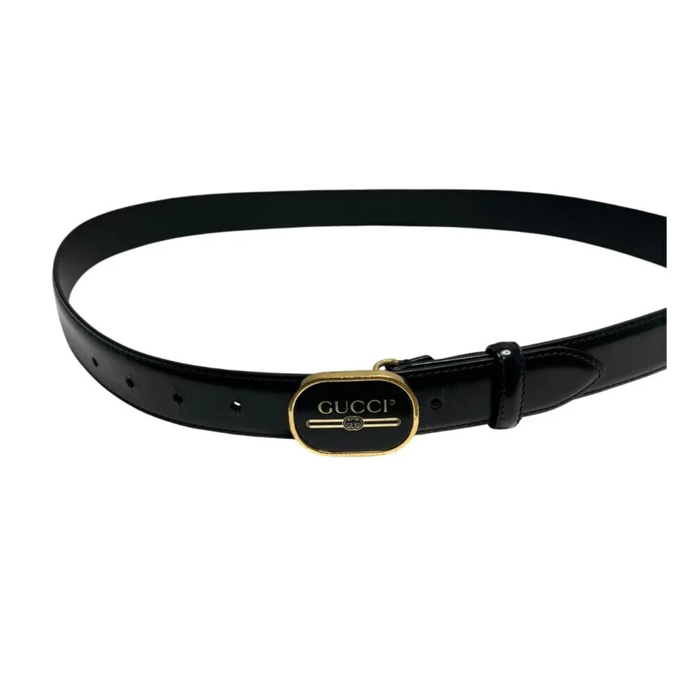 Gucci Men's Belt Leather Black Size 95/38 547754 Authentic Made in Italy